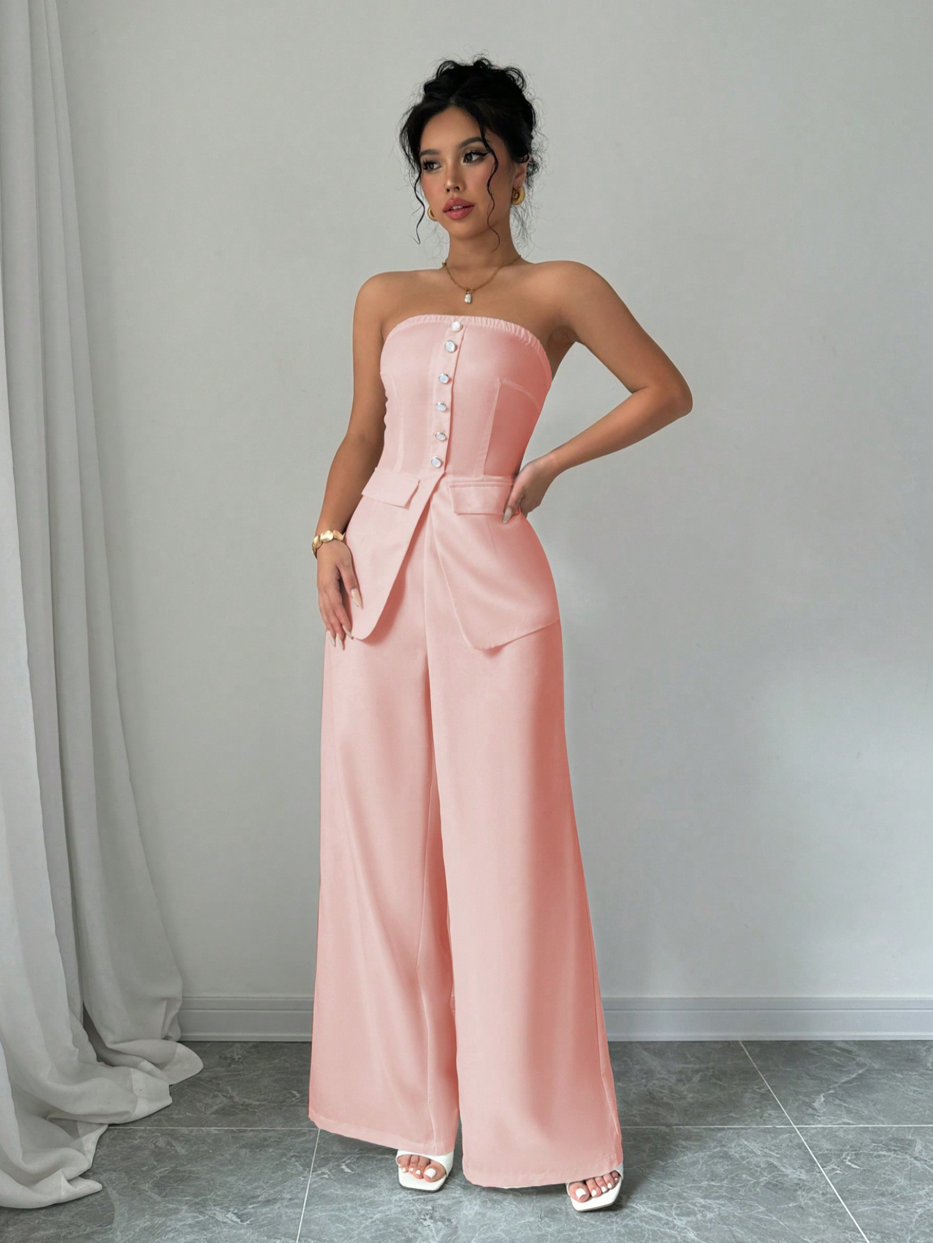 2pcs Women's Casual Sleeveless White Blazer Jacket And Pants Summer